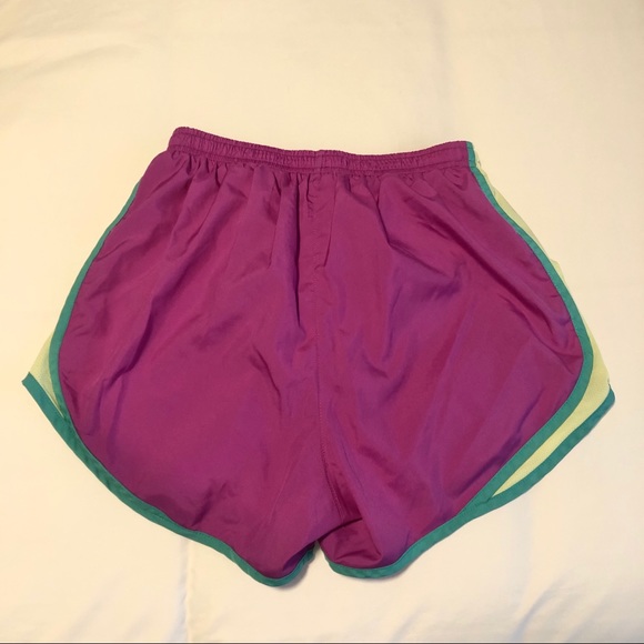Nike Dri-Fit Purple with Green Trim Running Shorts - Picture 2 of 4